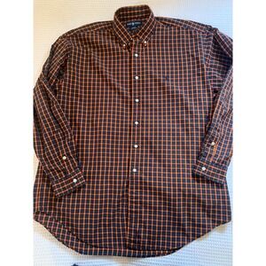 Ralph Lauren Polo Mens Button Down Shirt Blake Large Orange Plaid‎